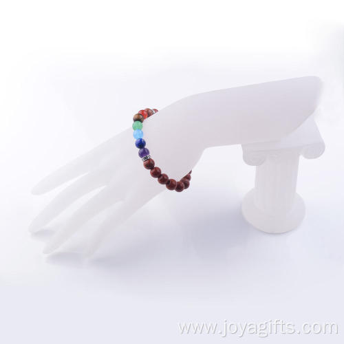 Charms Red Jasper 8MM 7 Chakra Gemstone Bracelet Healing Beads Chain Bangle